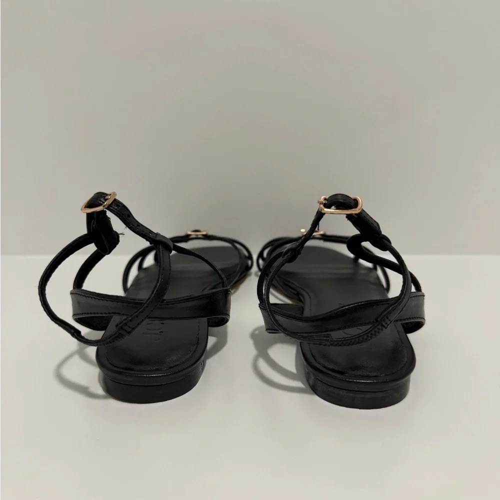 New J. Crew Capri buckle sandals in black leather size 5 CH300 $148